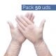 Pack 50 Guantes desechables de vinilo color transparente sin polvo. Talla XL · 0,123 € + iva/ud